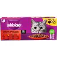 Whiskas 1+ 40 x 85 g Perinteiset Ateriat Kastikkeessa kissan märkäruoka