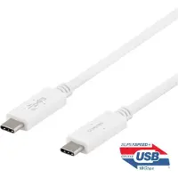 Deltaco valkoinen 10 Gbps 100W USB-C kaapeli