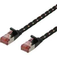 Deltaco – Laitekaapeli, U/FTP, Cat6a, 1,5m, monilank., litteä, musta (UFTP-2312)