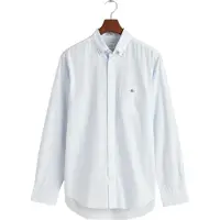 Gant for man. 3000140 Banker Stripe blue regular fit poplin shirt (S), Casual, Cotton, Long sleeve