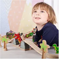 Bigjigs Wooden Rail Cracking Bridge T-Rex Dino 7pcs.