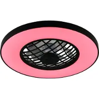 Reality Leuchten LED-tuuletin Linköping hiljainen CCT RGB kaukosäädin kaiutin Linköping, himmennettävä, Musta, Olohuone/ruokailutila, Synteettinen materiaali, Moderni