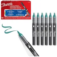 Sharpie Creative Marker Acrylic Paint Pens | Brush Tip Water-Based Paint Markers | Emerald Green | 6 Count