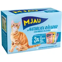Mjau Säästöpakkaus: Cat Pouch 24 x 85 g - sekapaketti kala- ja liharuokia hyytelössä (4 lajia)