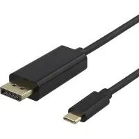 Deltaco – USB-C / DisplayPort-kaapeli, 4K UHD@60Hz, 1 m, musta (140012)