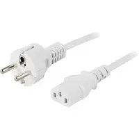 Deltaco – Maadoitettu laitekaapeli, suora CEE 7/7-suora IEC 60320 C13 3m valk (DEL-110MV)