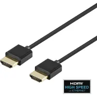 Deltaco – Ohut nopea HDMI-kaapeli Ethernetillä, 1 m, musta (100017)