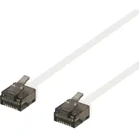 Deltaco – U/UTP Cat6a -laitekaapeli, litteä, 0,15m, ainoastaan 1mm paksu, 500MHz, valkoinen (UUTP-2078)