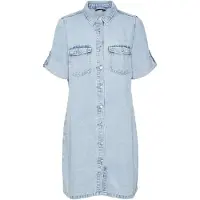 Vero Moda Vmjennie Ss Short Denim Dress Ga Noos - Blue - XS