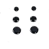 Silver Bar korusetti zirkoniakorvakorut kolme paria black 8742