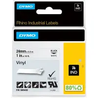 Dymo Rhino Industrial Tape 24mm x 5.5m black on white vinyylitarra