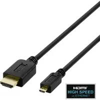 Deltaco – Nopea HDMI-kaapeli / mikro-HDMI-kaapeli Ethernetillä, 2 m, musta (100007)