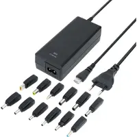 Deltaco notebook charger, 15-20 V, 6 A, 90 W, 12 tips, black