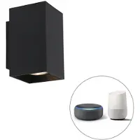 QAZQA Moderni älykäs seinävalaisin musta sis. 2 WiFi GU10 - Sandy