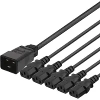 Deltaco – Laitekaapeli IEC C20 - 5x IEC C13, 3m, 16A/250V, Y-haaroitin (DEL-113Q)