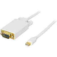 Deltaco – Mini DisplayPort - VGA(HD15)-kaaapeli, 20-pin u - 15-pin u 2m valk (DP-VGA201)
