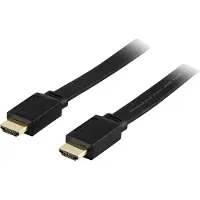 Deltaco Flat HDMI cable, HDMI High Speed with Ethernet, 0.5m, black