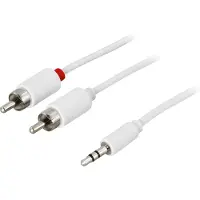 Deltaco – Äänikaapeli, 3,5mm uros - 2xRCA uros, 5m, valkoinen (MM-142B)