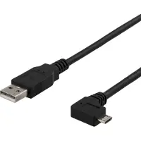 Deltaco – USB-A to Micro USB, left-tilted, 2m, black (USB-302D)