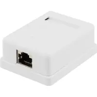 Deltaco – Suojattu datarasia pinta-asennukseen, FTP, 1xRJ45, Cat6, valk. (VR-216)