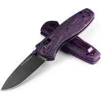 Benchmade Mini Barrage 585BK-251 Black DLC Battlewash CPM S90V, Purple Haze FatCarbon, Gold Class 2025 Limited Edition, pocket knife