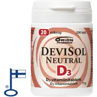 Devisol Neutral 20 mcg - D-vitamiini 200 tabl