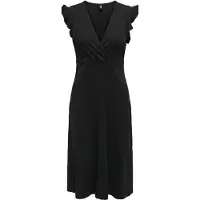 ONLY Onlmay Life S/L Wrap Midi Dress Jrs - Black - XS