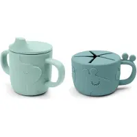 Done by Deer Peekaboo Spout/Snack Cup Set Deer Friends Blue - Blue - ONE SIZE