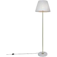 QAZQA Retro-lattiavalaisin messinki plisse-varjostimella kerma 45 cm - Kaso