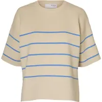 Selected Slfliva 2/4 Knit O-Neck Noos - Beige - S