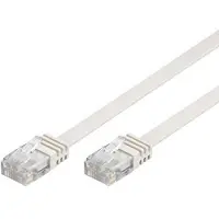 Deltaco – U/UTP Cat6 laitekaapeli, litteä, 1m, 250MHz, valkoinen (TP-61V-FL)
