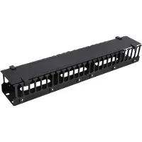 Deltaco – 2U kaapelinkeräin 19" räkkiin, erotin, koko 50, metallia, muov (19-20)
