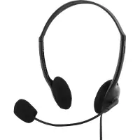 Deltaco Kevyt headset, mikrofoni & äänensäätö, 2m, musta