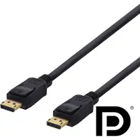 Deltaco – DisplayPort-kaapeli, 2m, 4K UHD, DP 1.2, musta (DP-1020D)