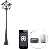 QAZQA Älykäs ulkolyhty musta 3-lamppu sis. WiFi ST64 - New Orleans