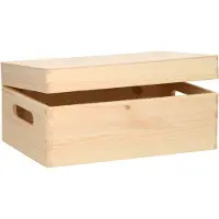 Playwood Storage Chest Rectangular Hinged Lid Pine Small