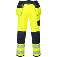 Portwest T501 keltainen/sininen Short hivis- riipputaskutyöhousut