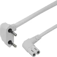 Deltaco – Power cord CEE 7/16 - C7 angled, 3,0m, white (1902296)