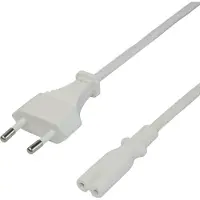 Deltaco – Power cord CEE 7/16 - C7, 3,0m, white (1902294)