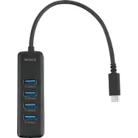Deltaco 4-porttinen 3.2 Gen1 USB-C -hubi, musta