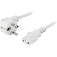 Deltaco – Maadoitettu laitekaapeli, kulma CEE 7/7-suora IEC 60320 C13 3m valk (DEL-110V)