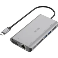 Deltaco 3.2 Gen1 USB-C 7-in-1 -telakka, harmaa