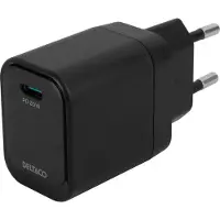 Deltaco 20W USB-C Seinälaturi - Musta