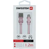 Swissten 1,2m punottu USB - USB-C kaapeli