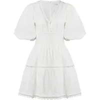Malina Elvira V-Neck Mini Dress - White - XS