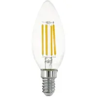 Eglo LED-lamppu E14-kanta, C35-muotoinen, 7 watin teho, 806 lumenin kirkkaus ja lämpimän valkoinen sävy (2700K), selkeä. E14