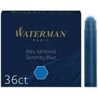 Waterman Fountain Pen Refill Ink Cartridges | Standard International (Short) | Serenity Blue | 36 Count
