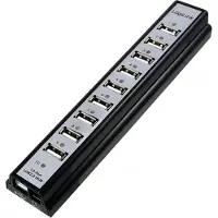 Logilink Hub 10 USB 2.0 -porttia virtalähteellä