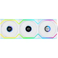 Lian Li UNI FAN SL Wireless LCD Reverse Blade - Triple Pack, 120mm ARGB PWM -laitetuuletinsarja, valkoinen