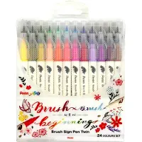 Pentel SESW30C-24 Brush Sign Pen Twin